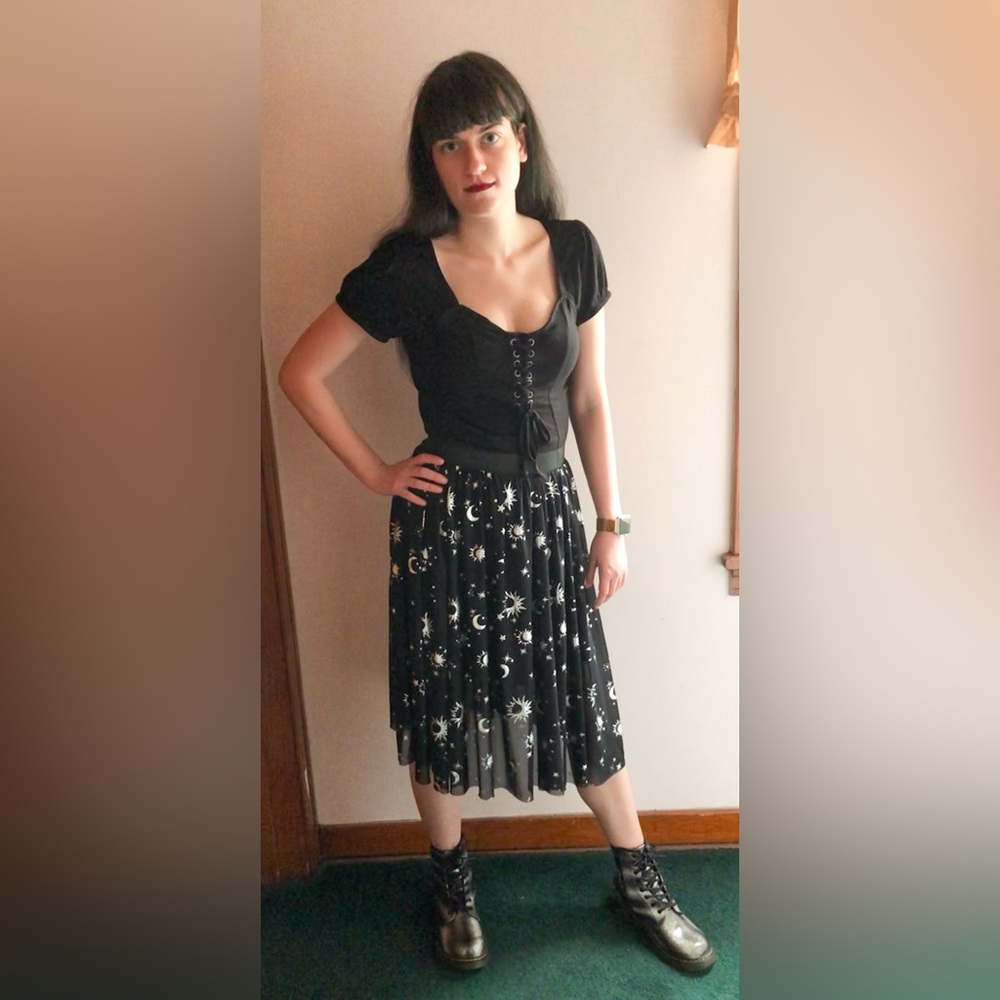 Hot Topic Foil Celestial Skirt Size XS